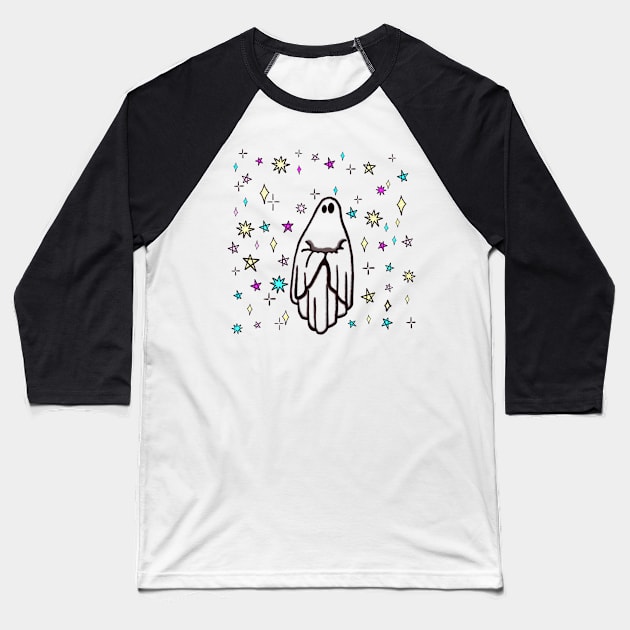 Lonely Ghost in the Stars Baseball T-Shirt by Ethereal Vagabond Designs